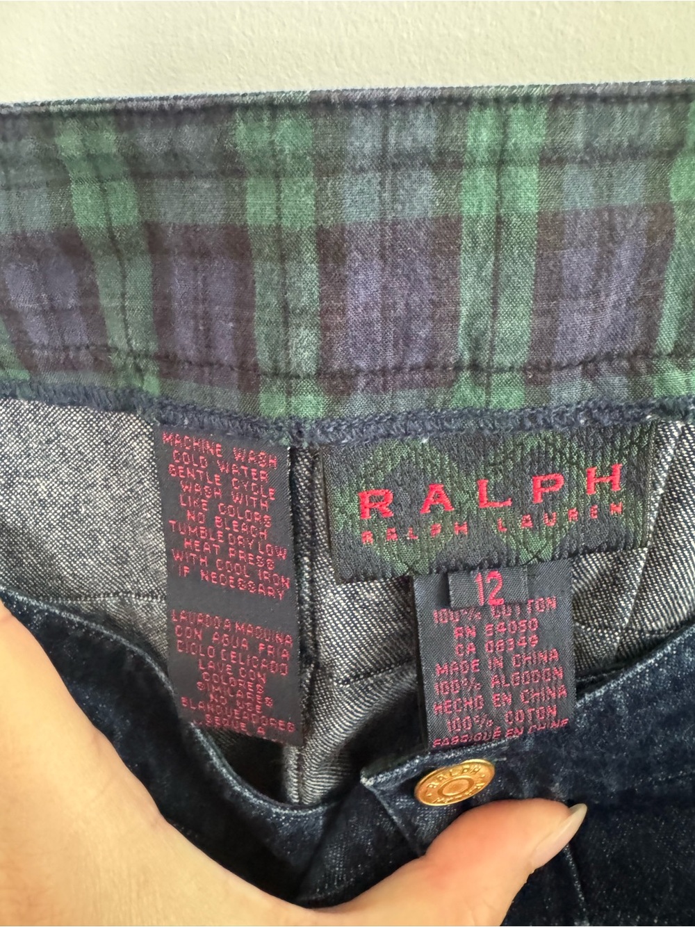 Ralph Lauren Navy Patchwork Denim Mini Skirt - Picture 2 of 4
